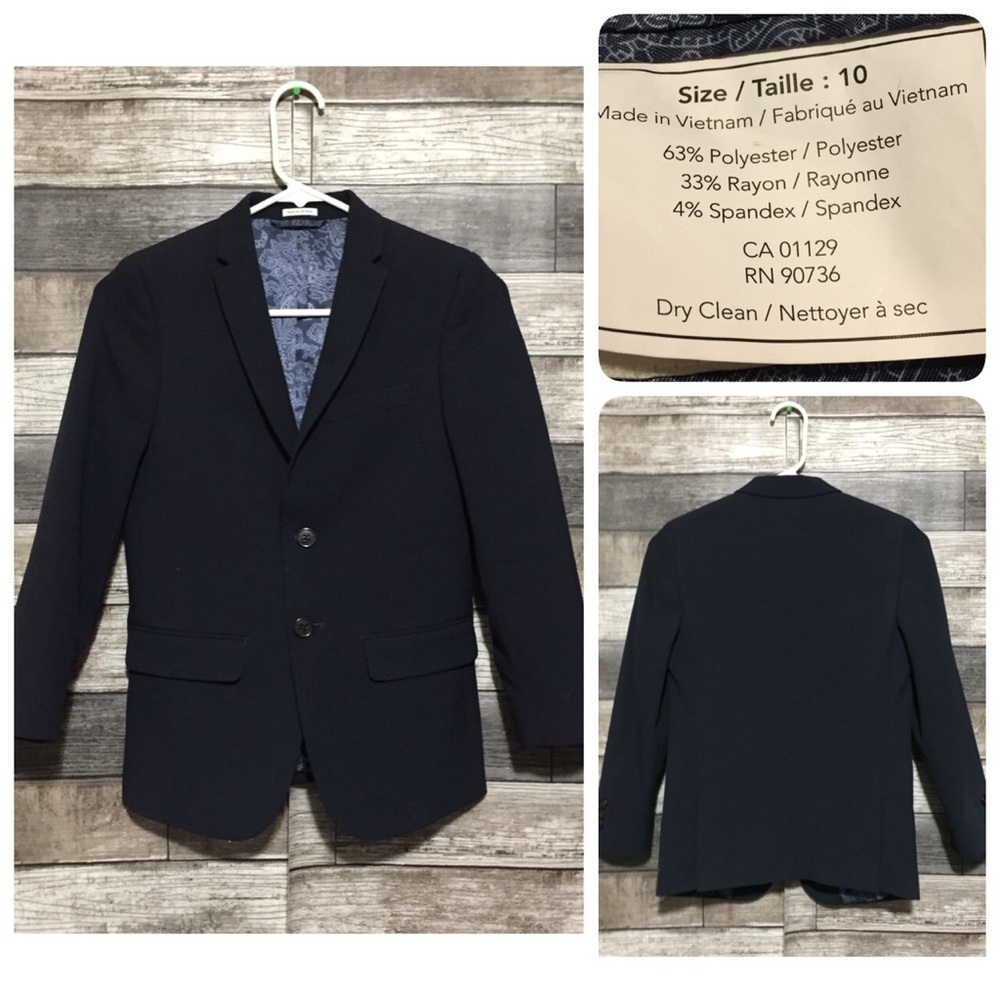 Joseph Abboud Blazer Jacket Kids Size 10 Blue 2 Button Polyester Blend